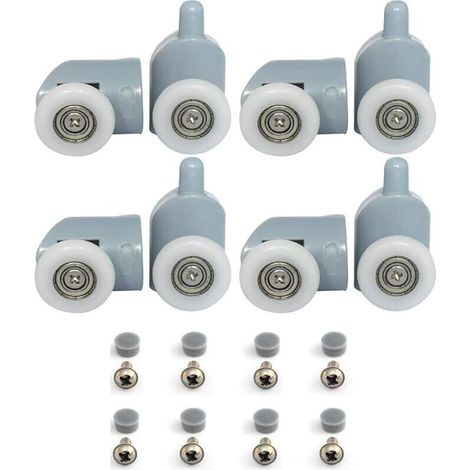 Lot de 8 roulettes simples pour porte de douche - 23 mm de diamètre - Pièces de rechange (YL010, 23M, lot de 8) (1/4)