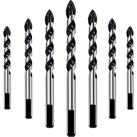 Jeu de 7 forets pour carrelage, verre, béton, pierre, brique, carrelage, céramique et miroirs (3mm 4mm 5mm 6mm 8mm 10mm 12mm)-