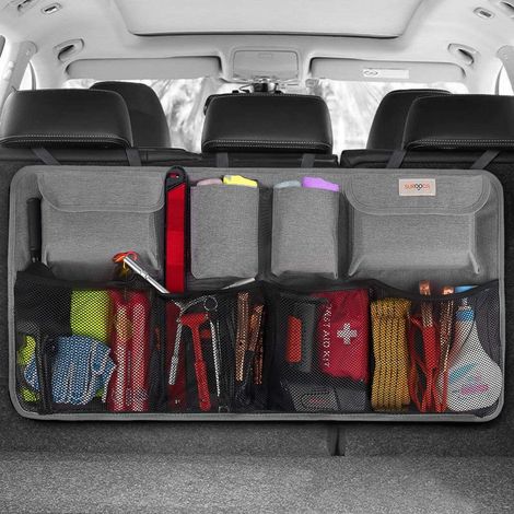 Hängender Kofferraum-Organizer für SUV, [7-mal verbessert] Auto-Organizer und Aufbewahrung, Autozubehör-Innenraum, platzsparend, Expert-Grau