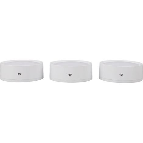 Lampe LED ronde avec télécommande, 13 couleurs, alimentée par piles, éclairage sous meuble, sans fil, lampe de placard ou de comptoir. (1/5)