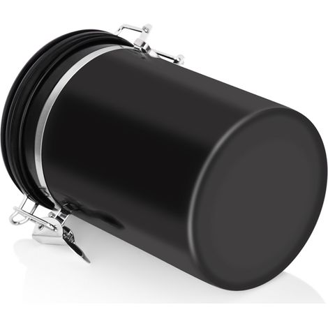 Boîte de Rangement Café Airtight en Acier Inoxydable Noir Grande Capacité 1.8L (1/5)
