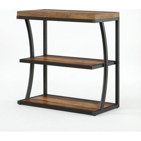 Moderner Beistelltisch mit 3 Ebenen, MDF und Metallrahmen, Schwarz Braun, 60 x 30 x 61 cm (1/5)
