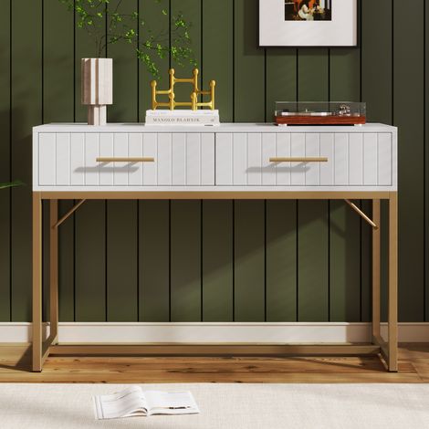 Tavolo da trucco con 2 cassetti 100 x 45 x 75 cm bianco DESVIAE (1/5)