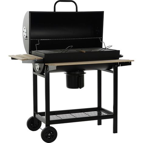 Barbacoa Acero Madera 108X71X103 Negro RC177307 (1/5)
