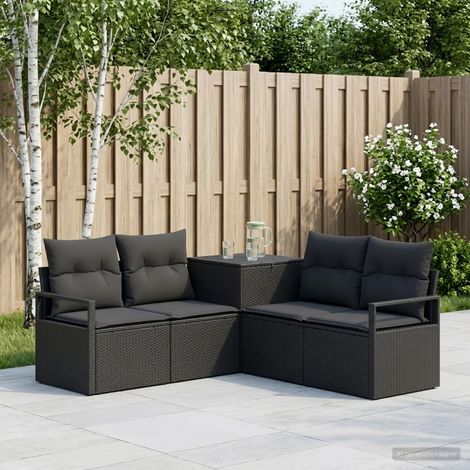 vidaXL Set di divani 5 pz Nero Rattan sintetico e Acciaio (1/5)