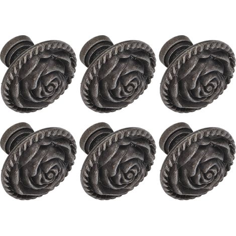 10 Poignées de Tiroir Rondes Antiques Rose Élégantes Style Chinois pour Placards, Buffets et Armoires - Boutons de Meuble en Alliage, Finition Cuivrée Vieillie (1/5)