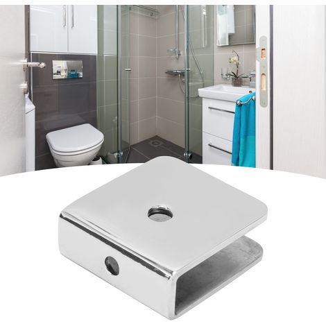 Clip de fixation carré 45 x 48 mm pour porte de salle de bain, support de fixation pour verre de 8 à 12 mm. (1/5)