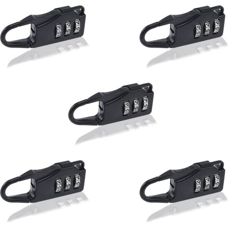 Cadenas à combinaison 5 pièces pour bagages, cadenas de sécurité à code, alliage de zinc, noir, petit coffre-fort, cadenas à combinaison et armoires à outils
