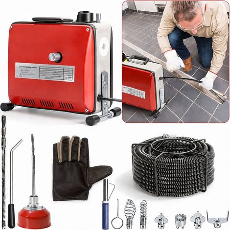 Jiubiaz machine de nettoyage de drain electrique avec 6 coupeurs, 2 cables Déboucheur de canalisation 500W