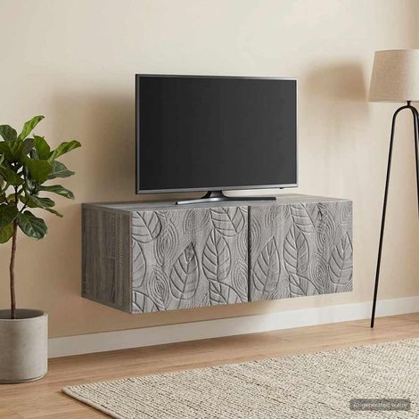 Meuble TV mural 2 portes en bois d’ingénierie Sonoma gris 78,5 x 41 x 30 cm - PANGIVO (1/5)