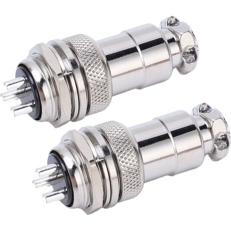 Lot de 2 connecteurs de prise aviation, boîtier en alliage de zinc, connecteurs en cuivre argenté, 3 broches (1/5)