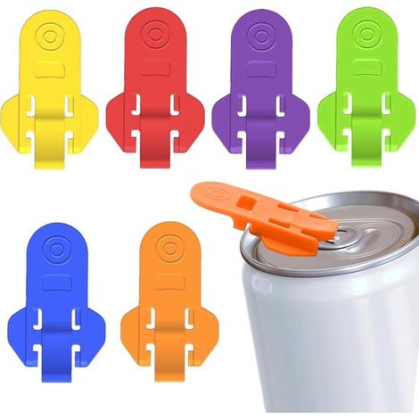 Anillo de plástico de fácil apertura y color para abrelatas (6 piezas) - Anillo protector de plástico para cerveza y refrescos (1/5)