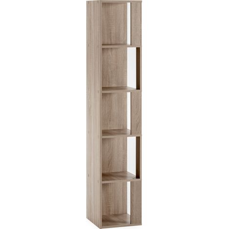 Vs Venta-Stock – Étagère d'angle 5 étagères en mélamine chêne – Dimensions 160x31,5x31,5 cm – Montage facile – Pour salon, bureau ou chambre (1/5)