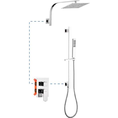 Kit de ducha empotrar, conjunto de ducha Slim Cromo con rociador (1/2)
