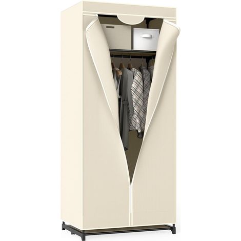 COSTWAY Armadio in Tessuto Armadio Cabina Pieghevole con Asta Appendiabiti, Vari Colori Disponibili, 75 x 50 x 170cm (Beige) (1/5)