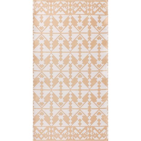 Tapis Moderne d'Intérieur et d'Extérieur à Motifs Géométriques 80 x 150 cm Synthétique Beige Balasore