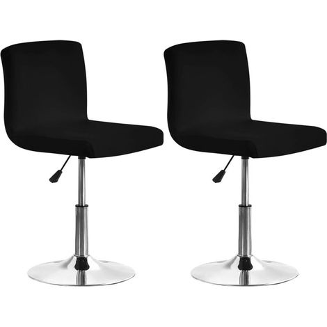Set of 2 Stretch Bar Stool Covers with Backrest - Washable and Removable, Black (1/5)