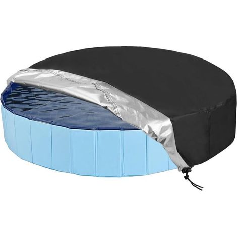 Bâche de Piscine diamètre 120 cm bâche Protection pour Ronde, Hors Sol, Résistante UV avec Cordon Serrage - (1/5)