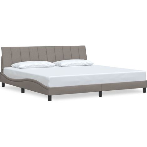 Lit double，Lit adulte，Cadre de lit sans matelas Hanko taupe 200x200 cm tissu CFW8601369 (1/5)