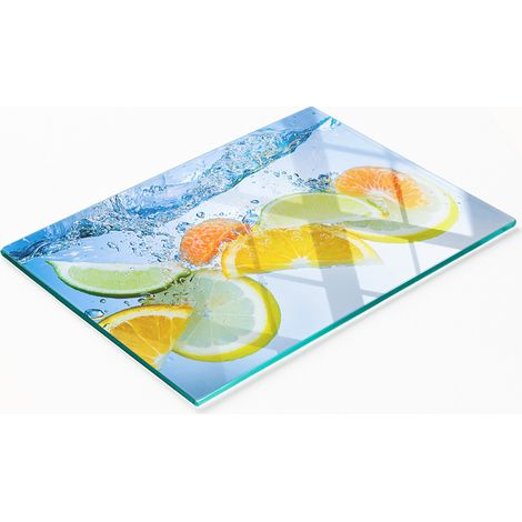 Vassoio decorativo in vetro per servire snack, colore Acqua agli agrumi, 80x52 cm. (1/5)