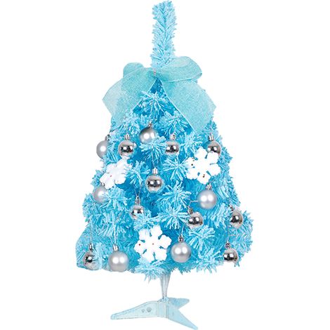 Nouvelles décorations de Noël : mini sapin de Noël rose, ensemble sapin de Noël floqué bleu de 60 cm, cèdre de Noël à faire soi-même - ensemble floqué bleu. (1/2)