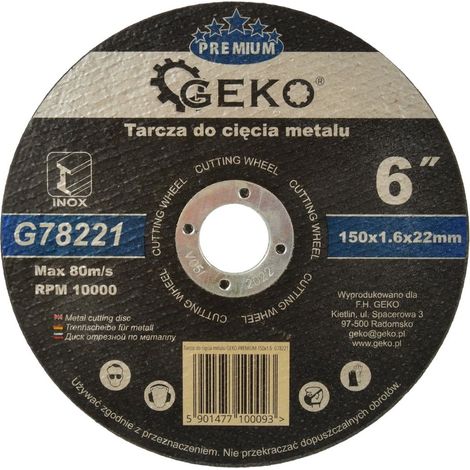 Disque à tronçonner pour métaux Geko premium 150x1,6 Inox (5/25/200) (1/3)