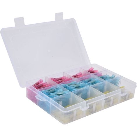 Kit de 200 connecteurs bout à bout thermorétractables, isolés et étanches, pour câbles électriques. Cosses à sertir.