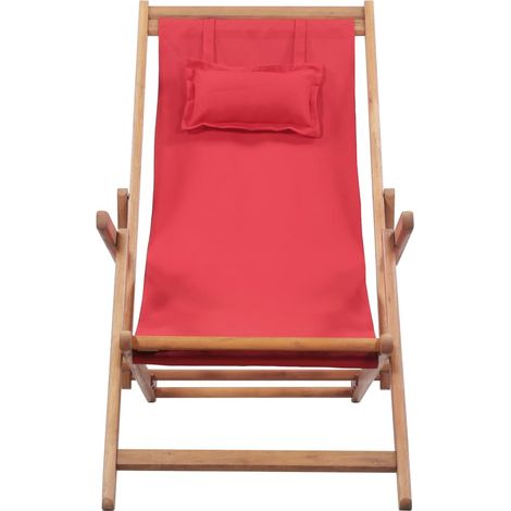 Maison Exclusive - Strandstuhl Klappbar Stoff und Massivholz Rot