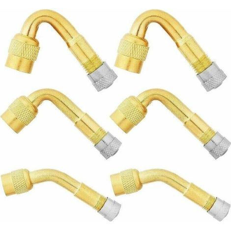 6 Pièces Pneu Valve Rallonge, 45°, 90°, 135° Extension Valve Pneu Valve de Adaptateur Raccord Prolongateur Coude, Embout de Gonflage Coudé pour Voiture Camion Moto Vélo Scooter, (1/4)