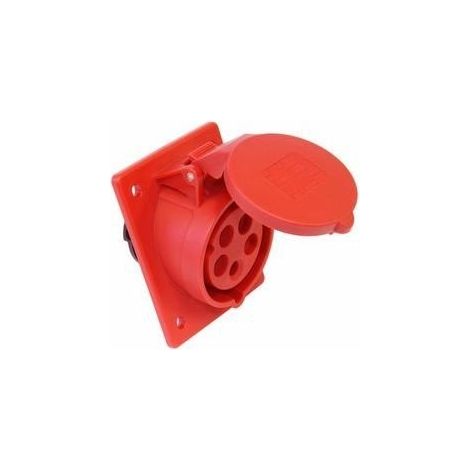 Winkel-Einbausteckdose 16A 5P 400V /80x97/ rot IP44 Drehanschluss 415-6