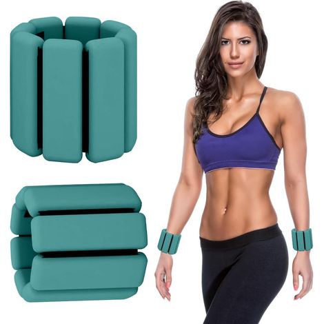 2 PCS Poids de Poignet Réglables, Poids pour et Chevilles(ca.0,23 kg chacun), Sangles de Poignet Rose Silicone, Bracelet de Poids Portable pour Exercice Marche Jogging Yoga Aérobic (1/5)