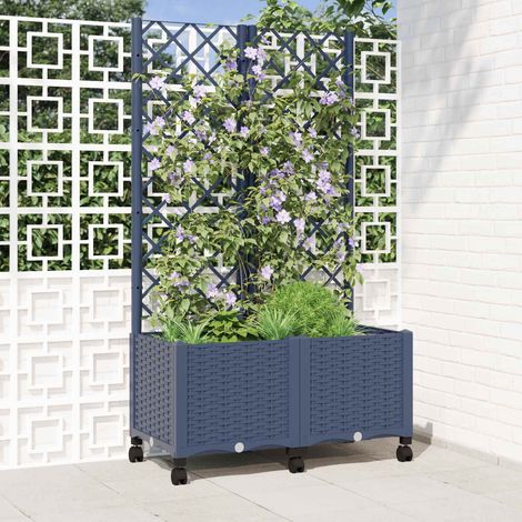 Teenpull – Pflanzkübel mit Spalier und Rädern Blaugrau 80 x 40 x 146 cm PP (1/5)