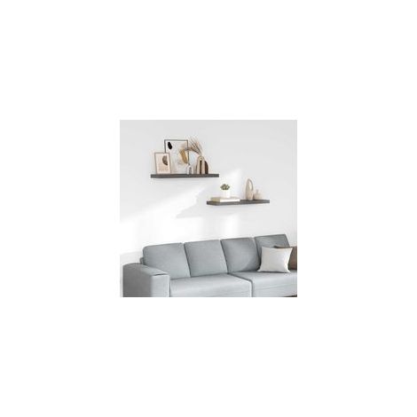 Mensole sospese, set da 2, grigio lucido, 80 x 23,5 x 3,8 cm, MDF-Crezuo