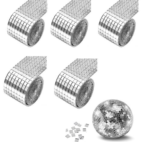7320 Pièces Miroirs Auto-Adhésifs Carreaux de Mosaïque,Autocollants Carrés en Mosaïque de Verre Mini Autocollants Miroir pour DIY Disco Party DIY Decor (5 x 5 mm) (1/4)