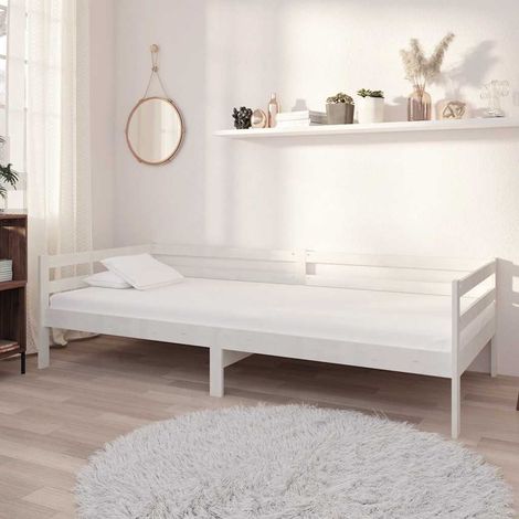 Lit banquette 90 x 200 cm blanc en pin massif avec sommier à lattes - PANGIVO (1/5)