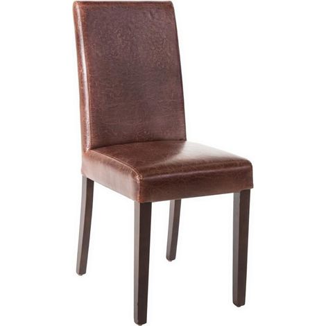 Chaise Dossier Haut en Simili Cuir Marron Foncé - Lot de 2 - Bolero (1/5)