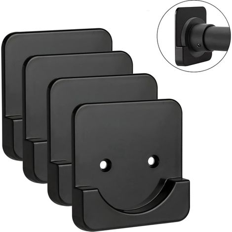 4 pièces - supports de tringle à rideau de douche muraux - support de tringle à rideau de douche auto-adhésif - base de support de tringle de douche adhésive pour salle de bain (1/4)