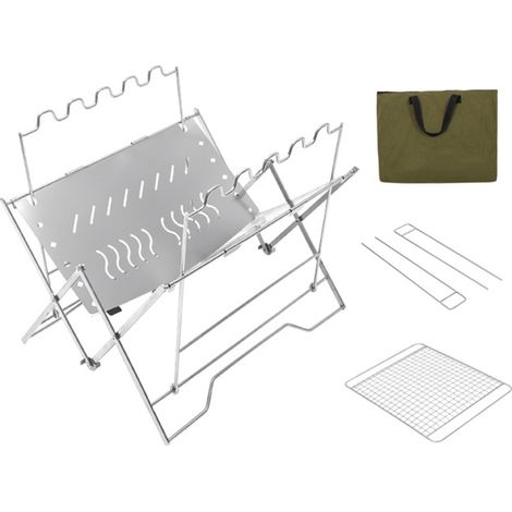 Grill de barbecue portable en acier inoxydable pliable pour camping extérieur, ustensiles de野餐, 3-6 personnes (1/5)