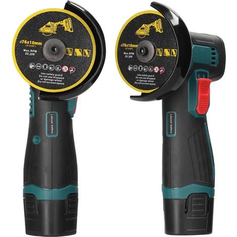 TONYSA Akku-Winkelschleifer 19500 U/min, 12 V Mini-Schleifmaschine, elektrisches Schleifwerkzeug mit 2 x 1300 mAh-Batterien und Schleifscheibe, zum Schneiden von poliertem Ziegel, Holz, Stein, Stahl (1/5)