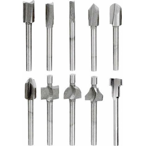 10pcs 3mm 1/8" Mini Queue HSS Menuisier Routeur Bits fraises à Bois Pour Dremel Foredom Rotatif Outil (1/4)