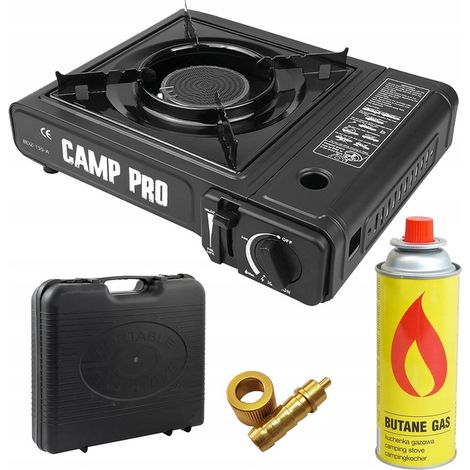 FORNELLO A GAS PORTATILE IN CERAMICA PER TURISMI + CUSTODIA + ADATTATORE + GAS