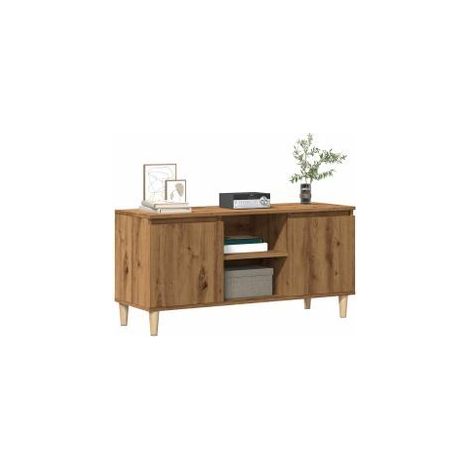 Meuble TV chêne artisanal 102x35x50 bois d'ingénierie (1/5)