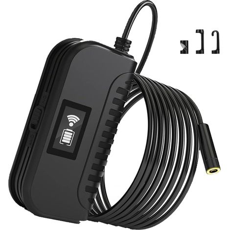 8-mm-Funkendoskop, Upgrade 5,0 MP HD-WLAN-Endoskop, halbstarre Schlangeninspektionskamera mit 2600-mAh-Akku für iOS- und Android-Smartphones und -Tablets