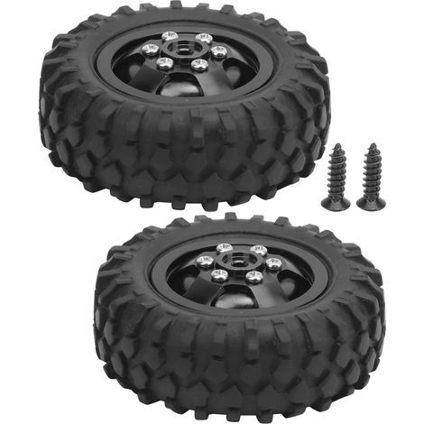 2 Pièces Jantes Camion 55mm Alliage Aluminium Pneus Caoutchouc pour Modèle RC WPL D12 1/10 - Noir (1/5)