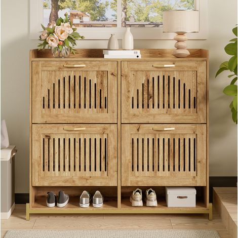 meuble rangement chaussures 108 cm compact bois MDF OKMYHOME (1/5)