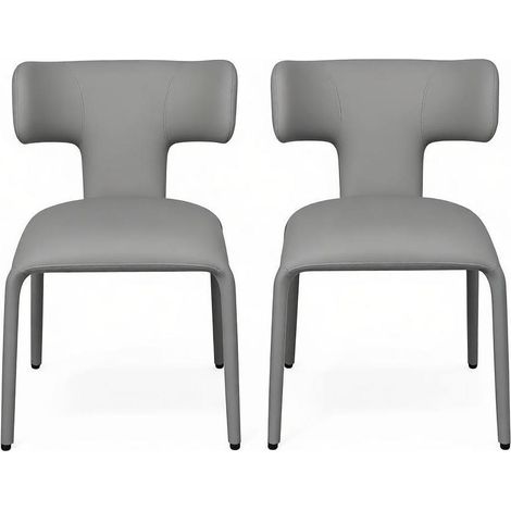 CHICFURN Silla de comedor 53x53x78 cm en polipiel gris, lote de 2, ergonómica (1/5)