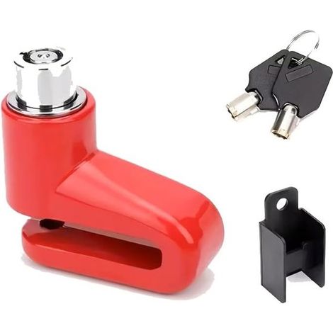 Candado de freno de disco compacto mini fabricado en aleación de aluminio, candado antirrobo universal para bicicletas de exterior, rojo (1/4)