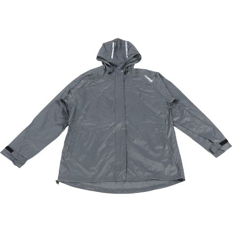 Veste de pluie homme imperméable et coupe-vent, idéale pour la course à pied, le cyclisme et la randonnée. Capuche légère et réfléchissante, grise, taille XL. (1/5)