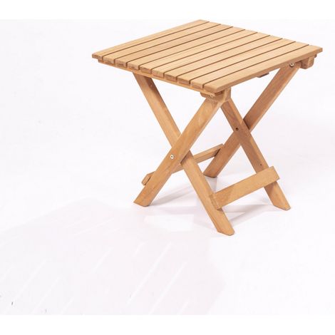 Ensemble table et chaises de jardin 3 pièces en bois de hêtre 100% naturel, sans vernis, table 50x72x50 cm, chaises 40x81x30 cm, brun (1/4)