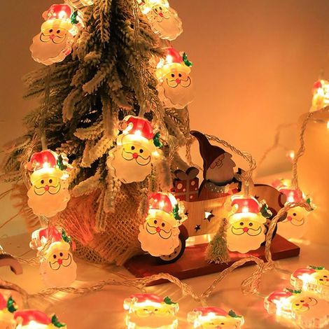 1 Guirlande lumineuse, 3 mètres, 20 LED, forme Père Noël, intérieur et extérieur, décoration de sapin (1/5)